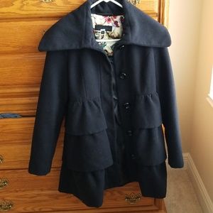 Steve Madden Black Ruffle Coat